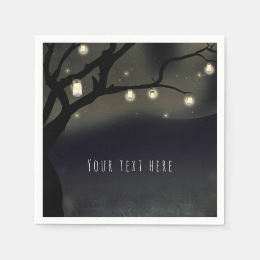 Rustikale Nachtbaum & Mason Jar Lights Hochzeit Serviette (Vorderseite)