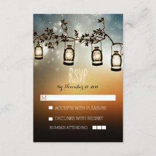 rustikale Nachtleuchten - Laternen Hochzeitskarten RSVP Karte