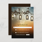 rustikale Nachtleuchten - Laternen Hochzeitskarten RSVP Karte (Vorne/Hinten)