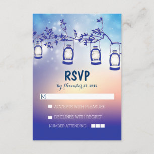 rustikale Nachtleuchten - Laternen Hochzeitskarten RSVP Karte