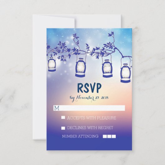 rustikale Nachtleuchten - Laternen Hochzeitskarten RSVP Karte (Vorderseite)