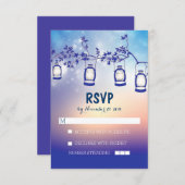 rustikale Nachtleuchten - Laternen Hochzeitskarten RSVP Karte (Vorne/Hinten)