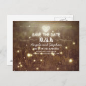 rustikale Nachtleuchten Save the Date Postkarten (Vorne/Hinten)