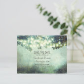 Rustikale Nachtlichtzweige Save the Date Ankündigungspostkarte (Stehend Vorderseite)