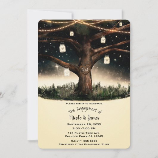 Rustikale Nachtschwärmer & Mason Jars Verlobung Einladung (Vorderseite)