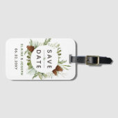 Rustikale Nadelkiefer-Hochzeit Sichern Sie das Dat Gepäckanhänger (Vorderseite (Horizontal))