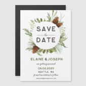 Rustikale Nadelkiefer-Hochzeit Sichern Sie das Dat Magnetkarte (Vorne/Hinten)