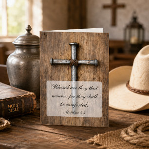 Rustikale Nägel Kreuz Holz Beileidskarte Karte