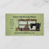 Rustikale Nähkunst auf Grün Visitenkarte (Vorderseite)