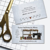 Rustikale Nähkunst auf hellblau Visitenkarte