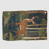 Rustikale Natur Hirsche bohobolde Waldlandschaft Golfhandtuch (Horizontal)