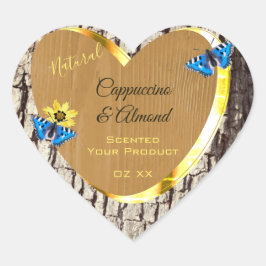 Rustikale Naturbaummarken für Bark Wood Grain Herz-Aufkleber