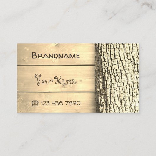Rustikale Naturholzplatten Baumrinde Holzkörner Visitenkarte (Vorderseite)