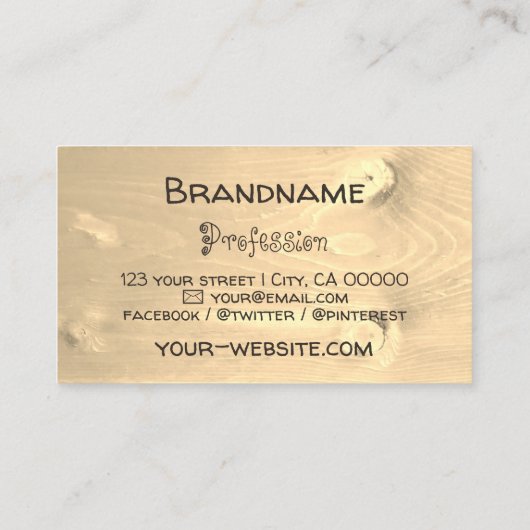 Rustikale Naturholzplatten Baumrinde-Körbe-Logo Visitenkarte (Rückseite)