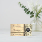 Rustikale Naturholzplatten Baumrinde-Körbe-Logo Visitenkarte (Stehend Vorderseite)