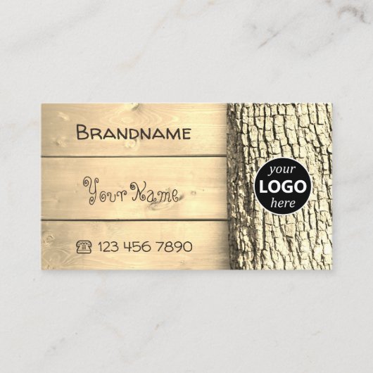 Rustikale Naturholzplatten Baumrinde-Körbe-Logo Visitenkarte (Vorderseite)