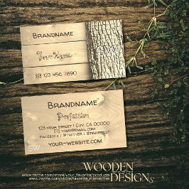 Rustikale Naturholzplatten Baumrinde Monogramm Visitenkarte