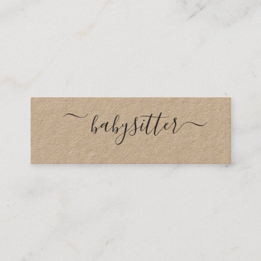 Rustikale natürliche einfache schlichte mini visitenkarte (Vorderseite)