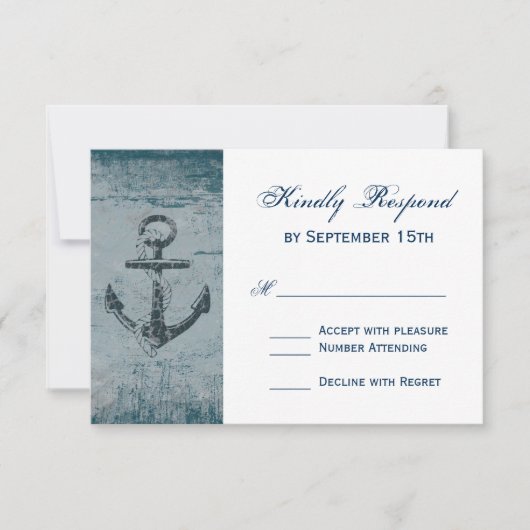 Rustikale Nautic Anchor Wedding RSVP Cards Karte (Vorderseite)