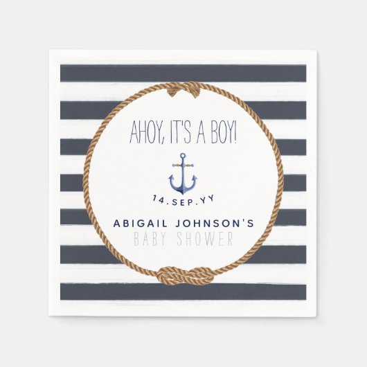 Rustikale Nautical Ahoy Es ist ein Baby Shower Nav Serviette (Vorderseite)