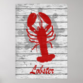 Rustikale Nautiklobster auf gewittertem Holz | Dru Poster (Vorne)