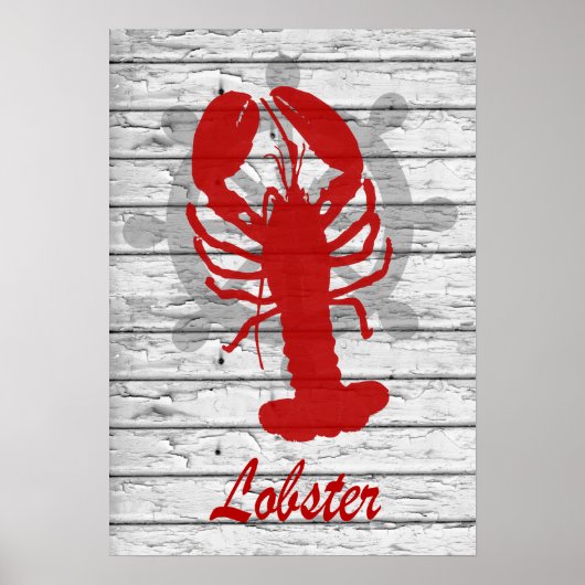 Rustikale Nautiklobster auf gewittertem Holz | Dru Poster (Vorne)
