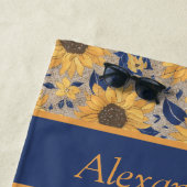 Rustikale Navy Blauer goldene Gelbe Sonnenblume Na Strandtuch (Beispiel)
