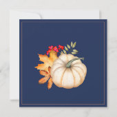 Rustikale Navy Blauer Herbst Pumpkins Hochzeit Dankeskarte (Rückseite)