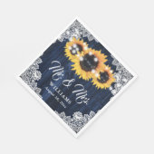 Rustikale Navy Blauer Sonnenblume Herr und Frau We Serviette (Ecke)