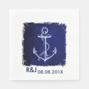 rustikale Navy Blue Anker nautische Gastgeschenk H Serviette