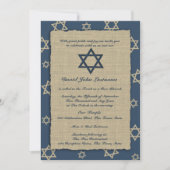 Rustikale Navy Blue Bar Mitzvah Einladung (Vorderseite)