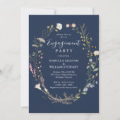 Rustikale Navy Blue Boho Wildblume Engagement Part Einladung (Vorderseite)