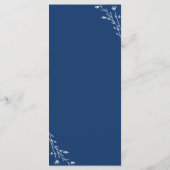 Rustikale Navy Blue Botanical Wedding Menu Card Programm (Rückseite)