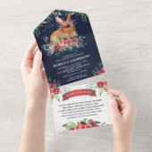 Rustikale Navy Blue Burgundy Blumenblasen-Babydusc All In One Einladung (Abreißen)