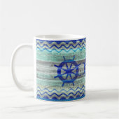 Rustikale Navy Blue Coastal Decor Ship Wheels Kaffeetasse (Links)