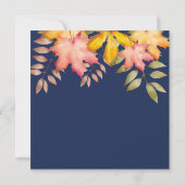 Rustikale Navy Blue Fall Herbst Leaves Hochzeit Save The Date (Rückseite)