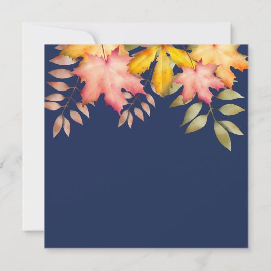 Rustikale Navy Blue Fall Herbst Leaves Hochzeit Save The Date (Rückseite)