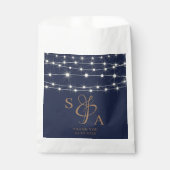 Rustikale Navy Blue & Gold String Lichter Geschenktütchen (Vorderseite)