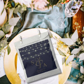 Rustikale Navy Blue & Gold String Lichter Geschenktütchen