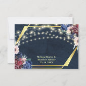 Rustikale Navy Blue Gold String Lights Hochzeit RSVP Karte (Rückseite)