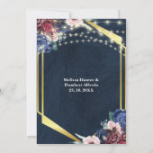 Rustikale Navy Blue Gold String Lights Hochzeit Save The Date (Rückseite)