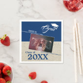 Rustikale Navy Blue Graduate Foto Graduate Party Serviette (Beispiel)