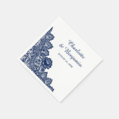 Rustikale Navy Blue Lace Wedding Napkins Serviette (Ecke)