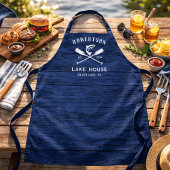 Rustikale Navy Blue Lake House Familienname Schürze