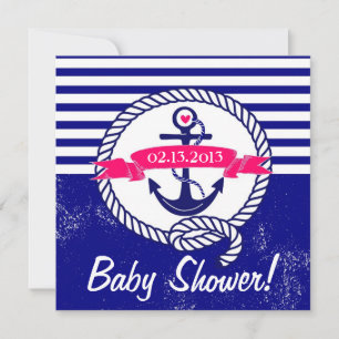 Rustikale Navy Blue Nautical Baby Dusche Einladung