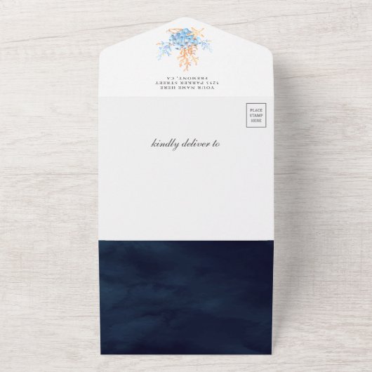 Rustikale Navy Blue Nautical Lighthouse Kinderdusc All In One Einladung (Außenbereich)