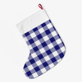 Rustikale Navy Blue Plaid Großer Weihnachtsstrumpf (Rückseite (Hängend))
