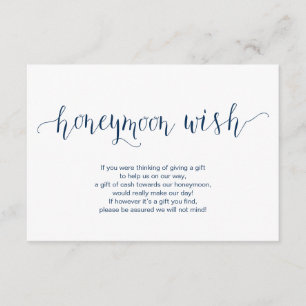 Rustikale Navy Blue Schrift, Hochzeitshoneymoon Begleitkarte