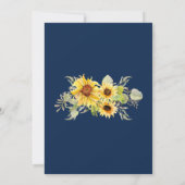 Rustikale Navy Blue Sonnenblume Blütenblume Baby D Einladung (Rückseite)