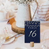 Rustikale Navy Blue String Lights Hochzeit Tischnummer